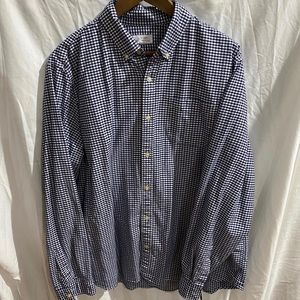 👕GAP Navy Blue & White Check Oxford - XL